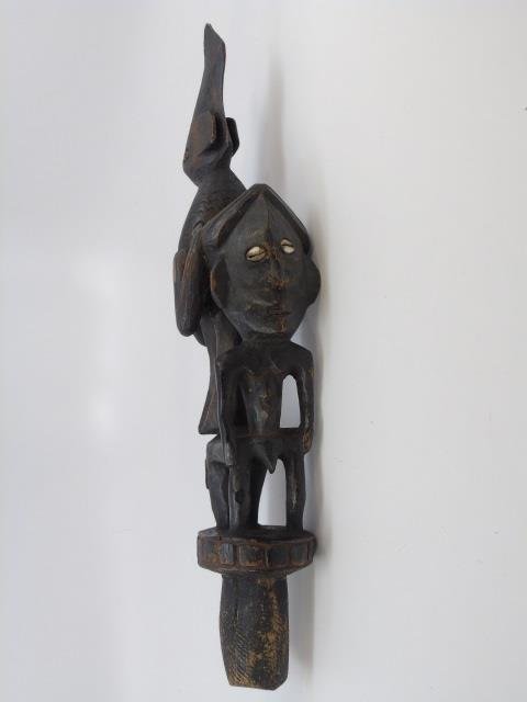 Oceanic Idol of Carved Wood w/ Cowrie Shell Eyes (1 of 9)