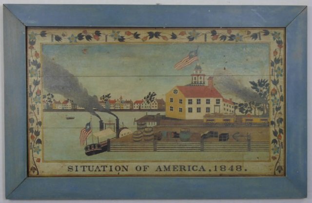 Vintage Folk Art Print - 1848 Situation of America (1 of 3)