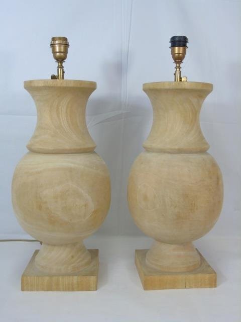 Contemporary Modern Carved Wood Balustrade Lamps (1 of 4)