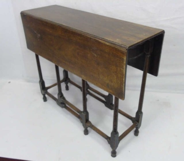 Antique Drop Leaf End Table w/ Spindle Legs (1 of 4)