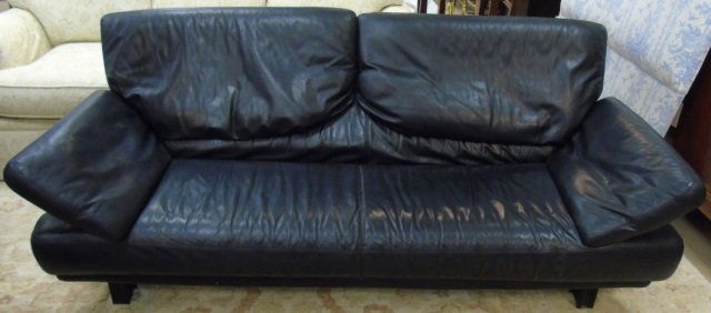 Contemporary Modern Black Leather Sofa (1 of 3)