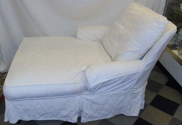 Contemporary Modern White Chaise Armchair (1 of 3)