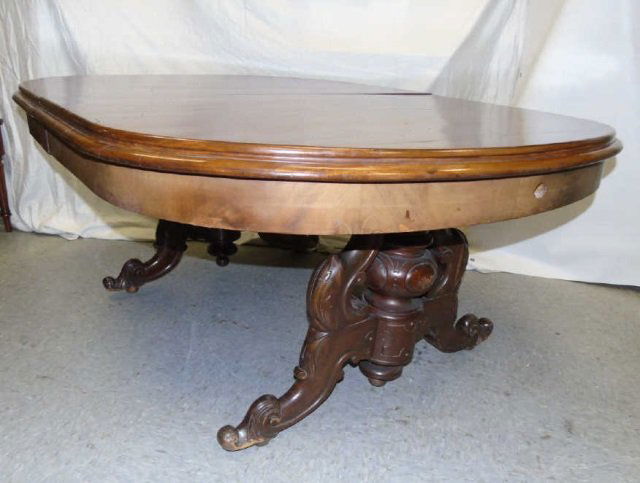 Antique Victorian 19th C Carved Base Dining Table (1 of 6)