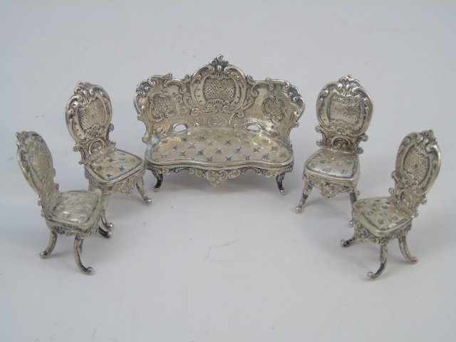Antique Dollhouse Miniature Size Silver Furniture (1 of 8)