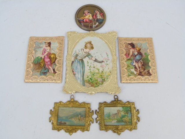 Antique Dollhouse Ormolu & Dresden Picture Frames (1 of 4)