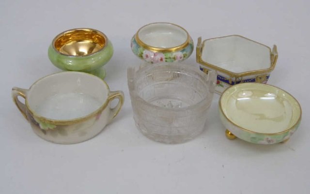 Collection Antique Hand Painted Salt Cellars (1 of 6)