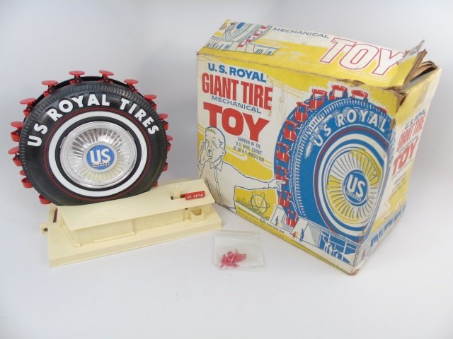 Vintage Giant Tire Mechanical Toy w/ Original Box: Vintage Giant Tire Mechanical Toy w/ Original Box. Box measures 11 x 13 x 7 inches.