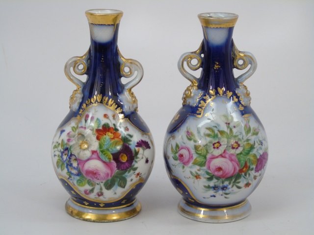 Antique 19th C Old Paris Porcelain Cobalt Vases (1 of 5)