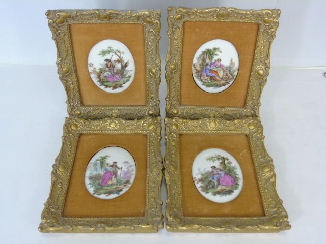 Suite of 4 French Limoges Style Wall Plaques (1 of 1)