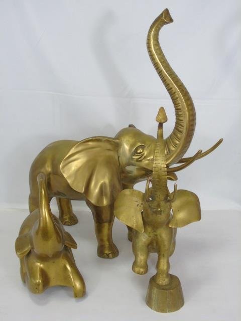 Three Large Brass Elephant Statues (1 of 7)
