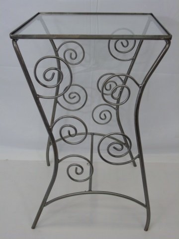 Contemporary "Scroll" Iron End Table Glass Top (1 of 3)