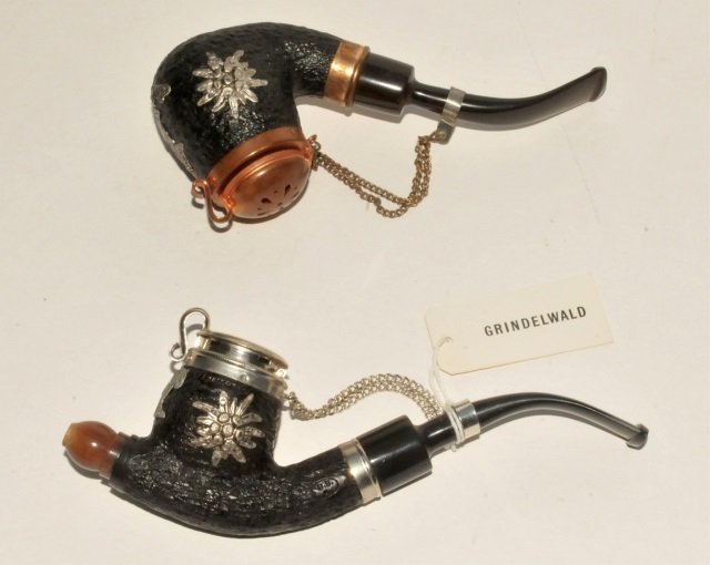 Two Swiss Burl & Metal Mounted Pipes (1 of 3)