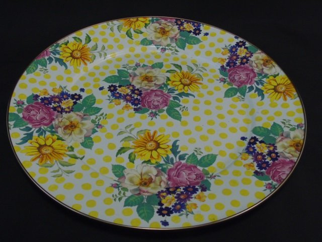 MacKenzie Childs Floral Metal Tray w/ Painted Dots (1 of 3)