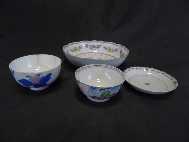 Four Antique Chinese Export Porcelain Bowls (1 of 6)