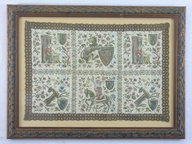 Antique Continental Framed Armorial Embroidery (1 of 3)