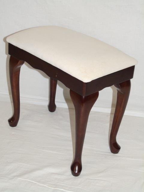 Small Mahogany Upholstered Vanity Bench (1 of 3)