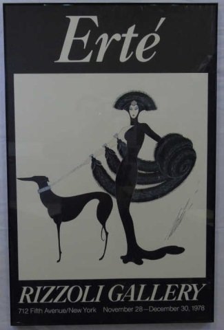 Framed Erte Poster of a Lady w/ Dog (1 of 2)