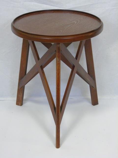 Small Antique Wood Round Painted End Table (1 of 3)
