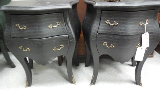 Pair Faux Black Alligator Covered Bombay Chests (1 of 3)