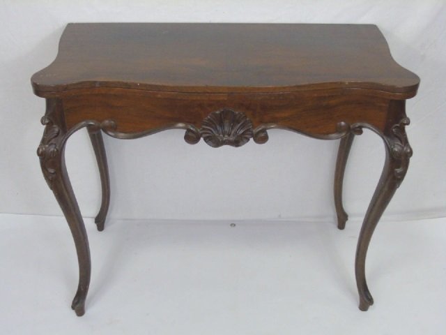 French Rococo Style Mahogany Card Table / Console (1 of 7)