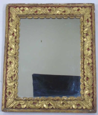 Vintage Colombian Carved & Painted Frame w/ Mirror: Vintage Colombian Carved & Painted Frame w/ Mirror. 28"h x 23"w.