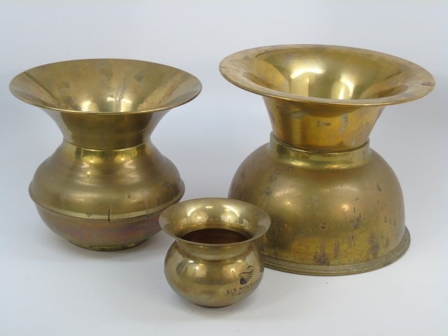 Collection of 3 Antique Tobacco Spittoon Buckets: Collection of 3 Antique Tobacco Spittoon Buckets. Largest measures 7.5 inches in height.
