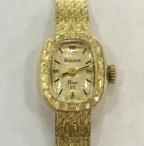 14k Yellow Gold Bulova Dior 23 Ladies Slim Watch