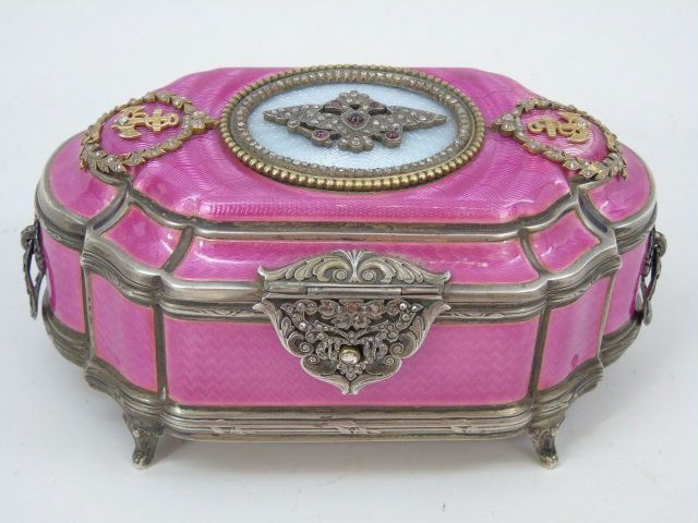 Russian Sterling Diamond & Enamel Bolin Box (1 of 8)