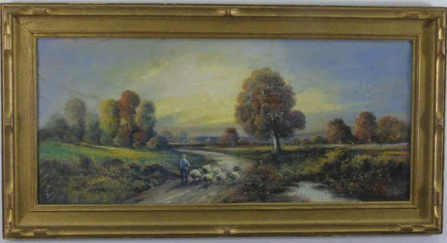 Richi - Oil Painting Landscape w/ Sheep & Shepherd (1 of 5)