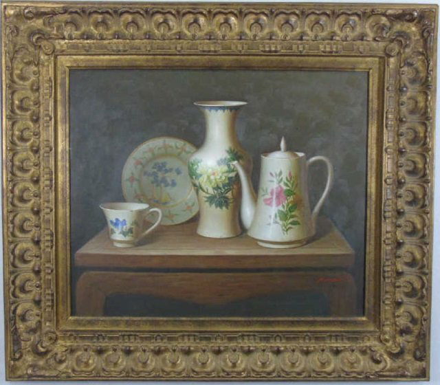 M. Marshall - Still Life Oil Painting of Porcelain (1 of 4)