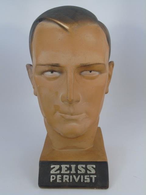 Vintage Zeiss Perivist Advertising Head Statue: Vintage Zeiss Perivist Advertising Head Statue. Measures 13 inches in height.