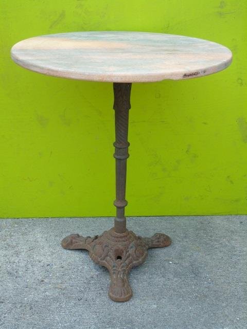 Antique American Marble and Cast Iron Cafe Table (1 of 4)
