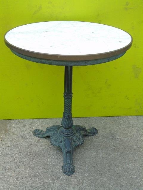 Antique American Marble and Cast Iron Cafe Table (1 of 4)