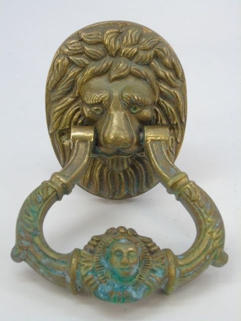 Vintage Cast Bronze Door Knocker with Lion Face (1 of 6)