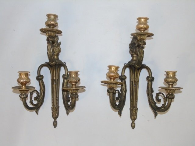 2 Gilt Bronze Ormolu French Rococo Style Sconces (1 of 5)
