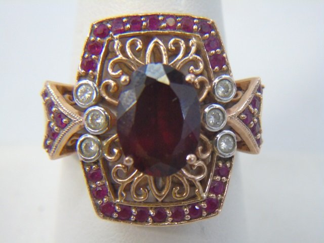 14kt Rose Gold Diamond Ruby & Tourmaline Ring (1 of 6)