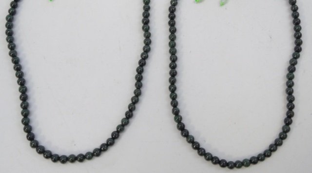 Two Chinese Carved Jade Bead Necklace Strands (1 of 3)