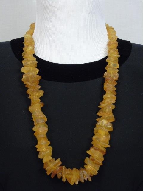 Beaded Raw Amber Chunk Necklace Chinese Style (1 of 3)