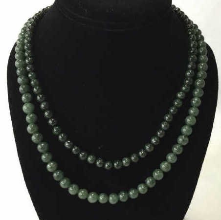 Two Chinese Carved Jade Beaded Strand Necklaces (1 of 7)
