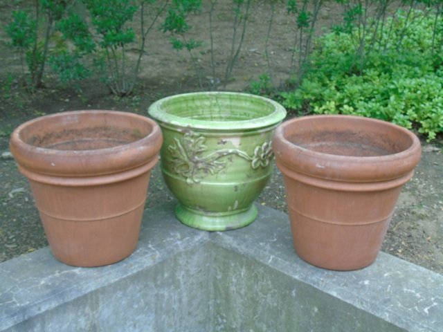 Three Porcelain & Terracotta Garden Planter Pots (1 of 5)