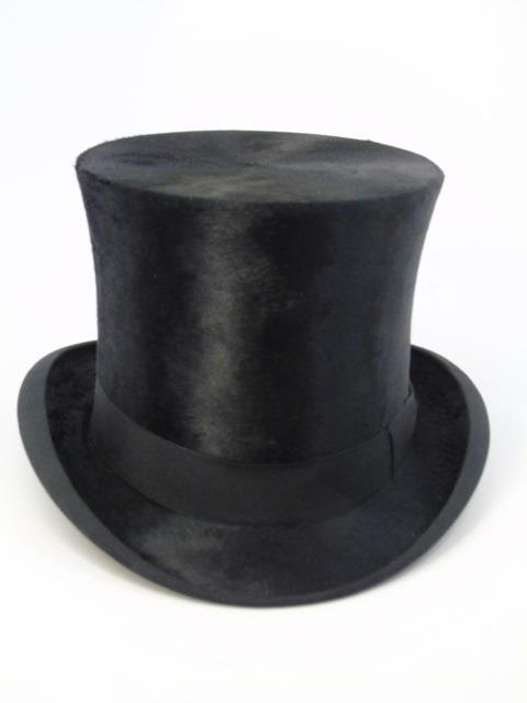Antique All Original In Box Men's Black Top Hat (1 of 6)