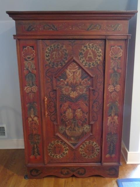 Painted Pennsylvania Dutch Style Armoire Cabinet (1 of 5)