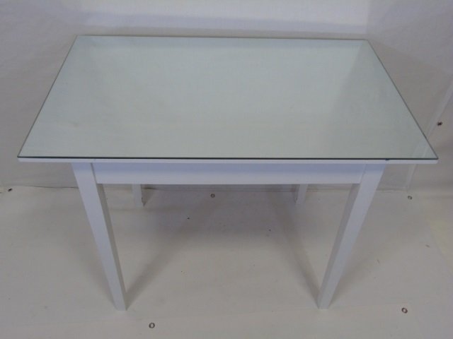 Antique White Painted Mirror Top Table: Antique White Painted Mirror Top Table. Antique table recently painted with newer mirror top. Measures 29 x 36 x 22 inches.