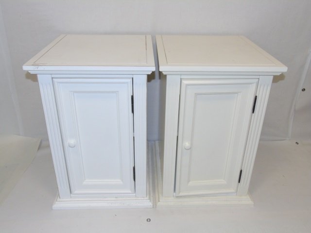 Pair Contemporary White Painted Wood Night Stands (1 of 5)