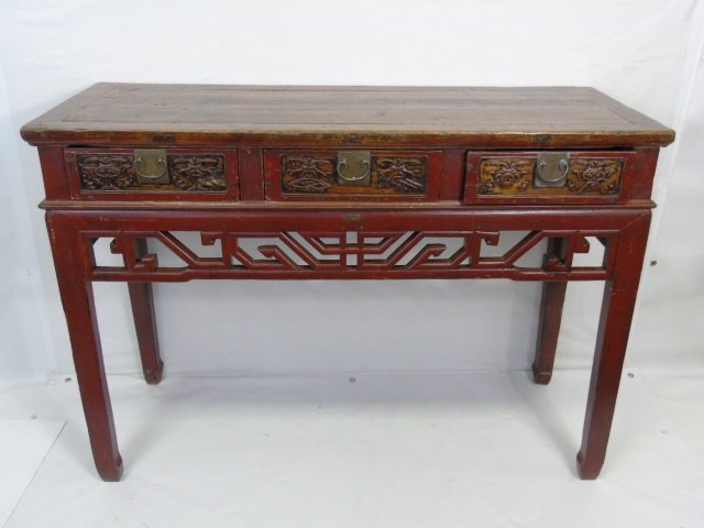 Antique Wood Chinese Carved Altar Table Console (1 of 4)