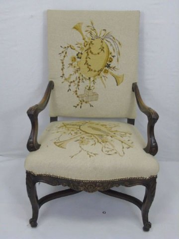Antique Needlepoint Baroque Revival Style Armchair (1 of 6)