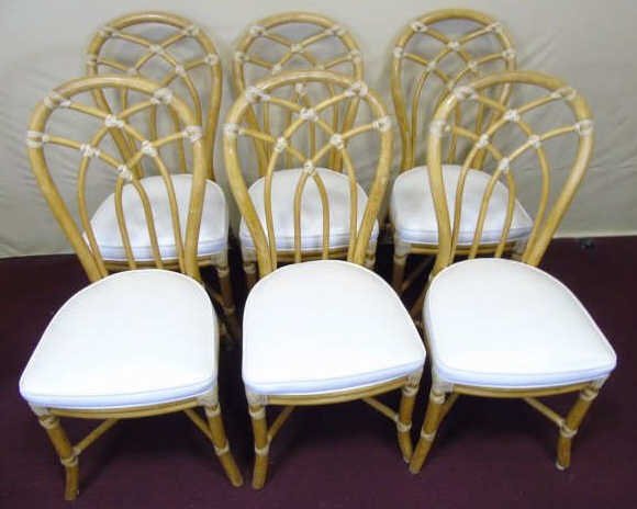 Six Vintage McGuire Bamboo & Rattan Dining Chairs (1 of 4)