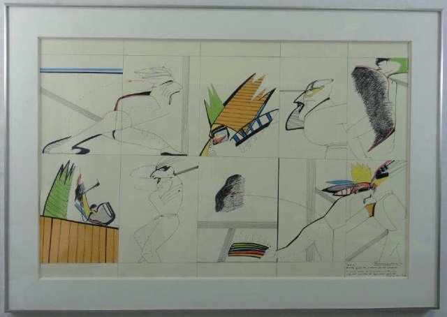 Ink and Watercolor Framed Painting by Monica Rossi (1 of 3)