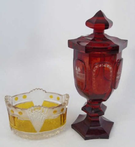 Two Pieces of Bohemian Glass Bowl & Goblet (1 of 6)