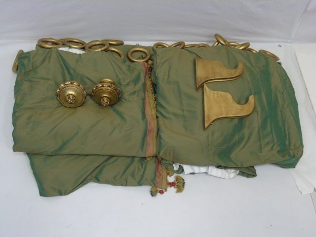 Pair Custom Made Green Silk Blend Curtain Panels (1 of 8)